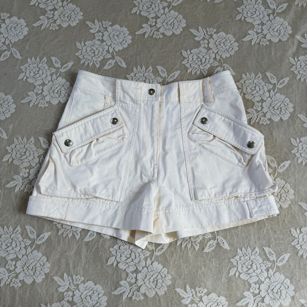 Helmut Lang White Cargo Utility Shorts Size 0